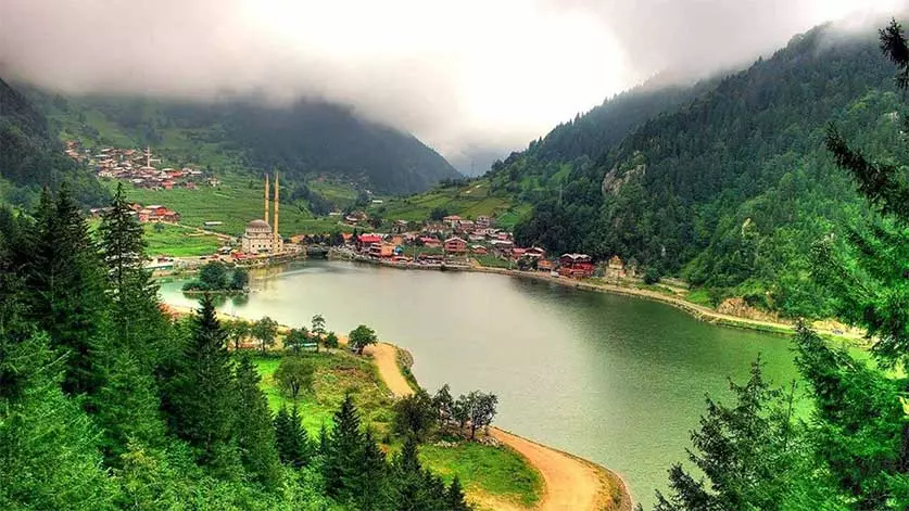 View of Uzungol lake in Trabzon Turkey