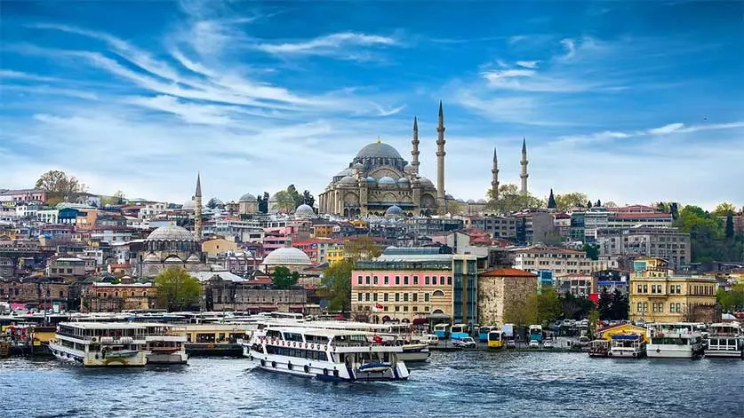 A view of Ortakoy mosque by the Bosphorus in Turkey